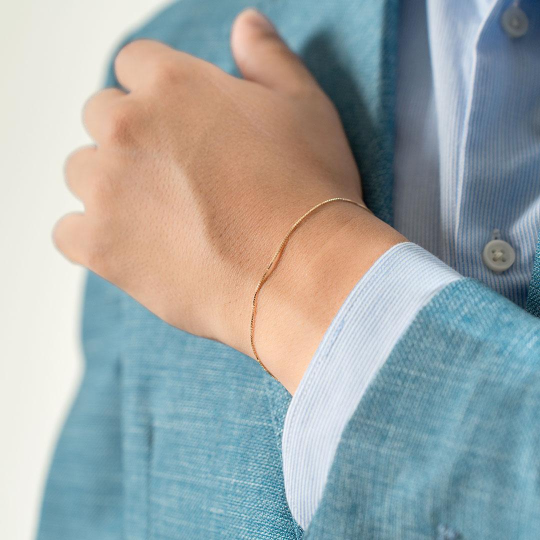 Dédié 2 Bracciali Saldati Veneziana Oro 18kt Spessore Piccolo